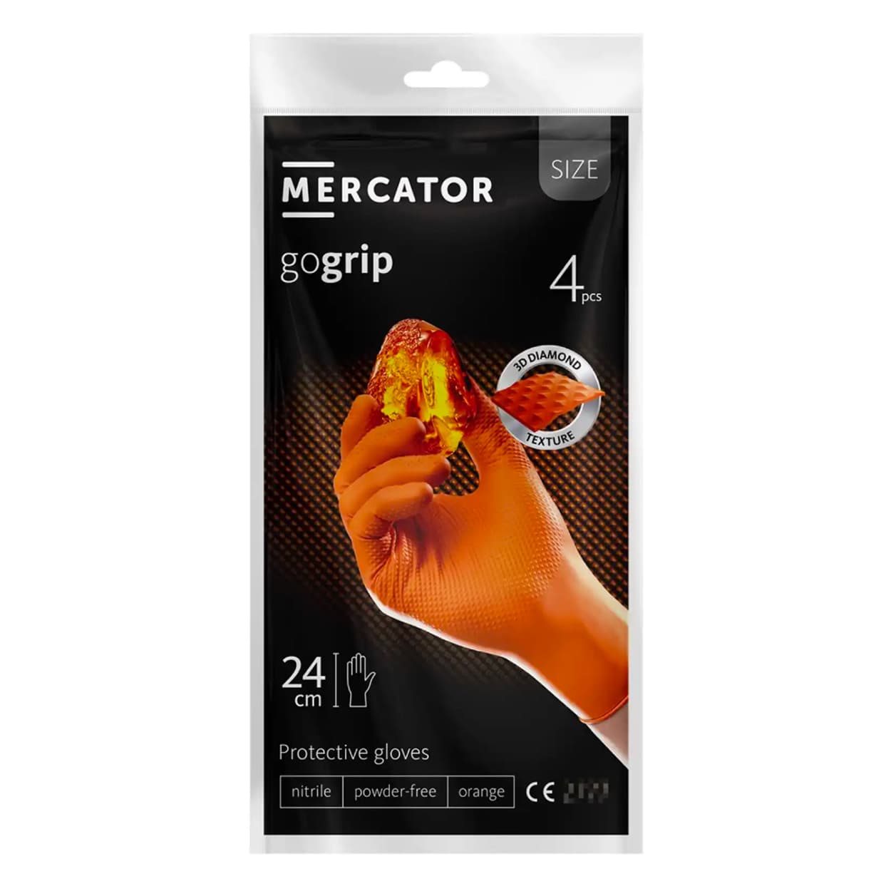 Nitrilne rokavice MERCATOR Go Grip oranžne, XL (4 kosi)