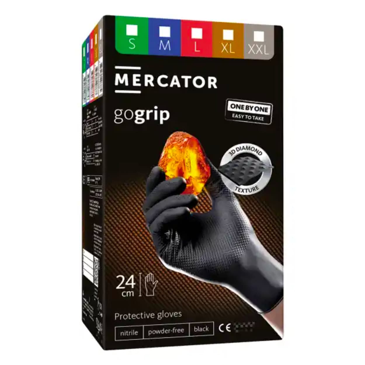 Nitrilne rokavice MERCATOR Go Grip black, L (100 kosov)