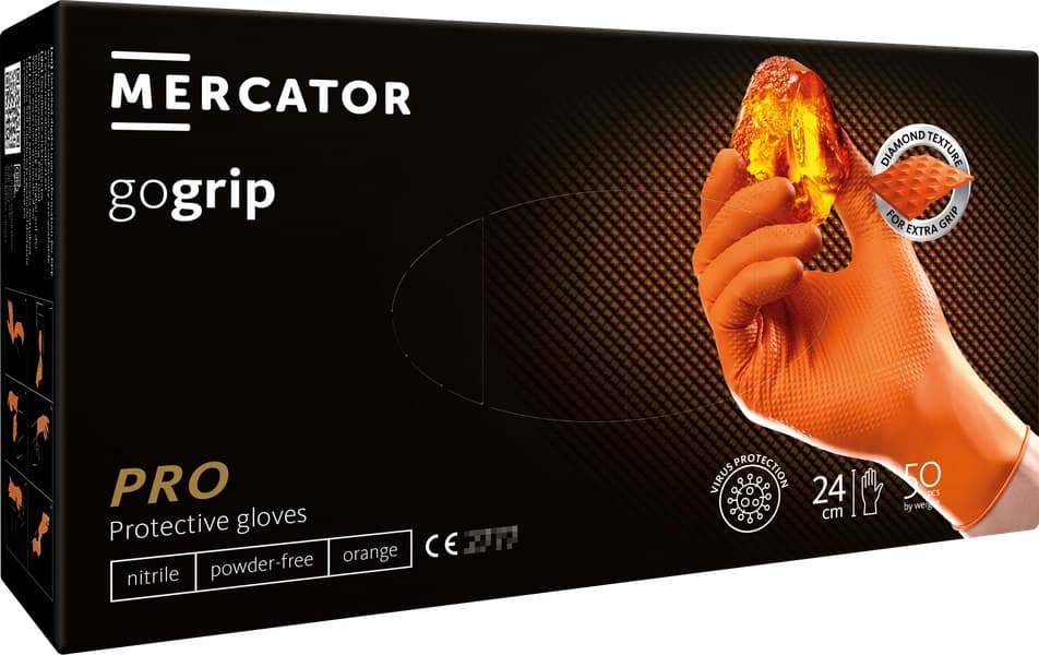 Nitrilne rokavice Mercator GoGrip Orange, oranžne, L, 50 kosov