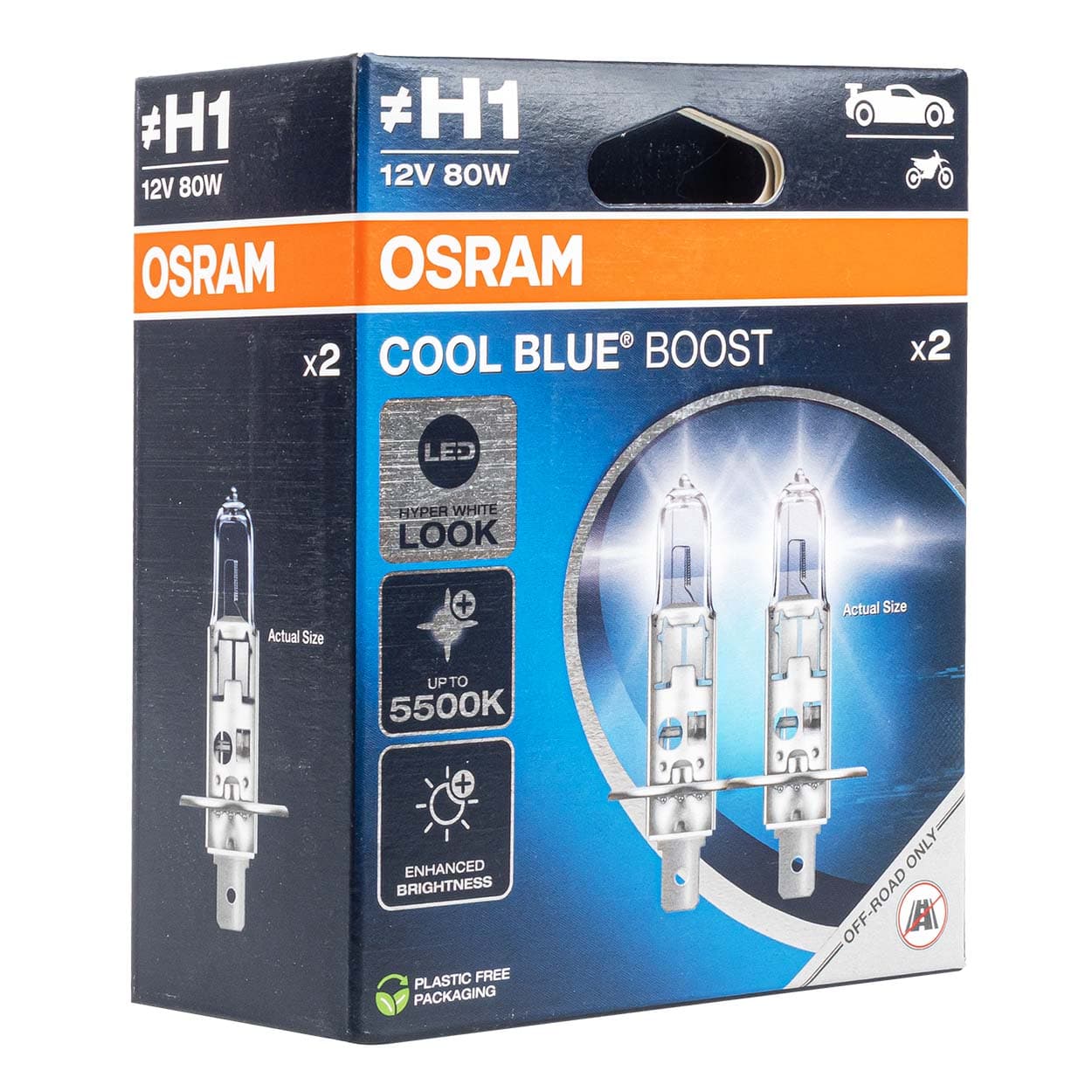 Osram H1 Cool Blue Boost 12V 80W P14,5s - Halogenska žarnica (2 kosa)