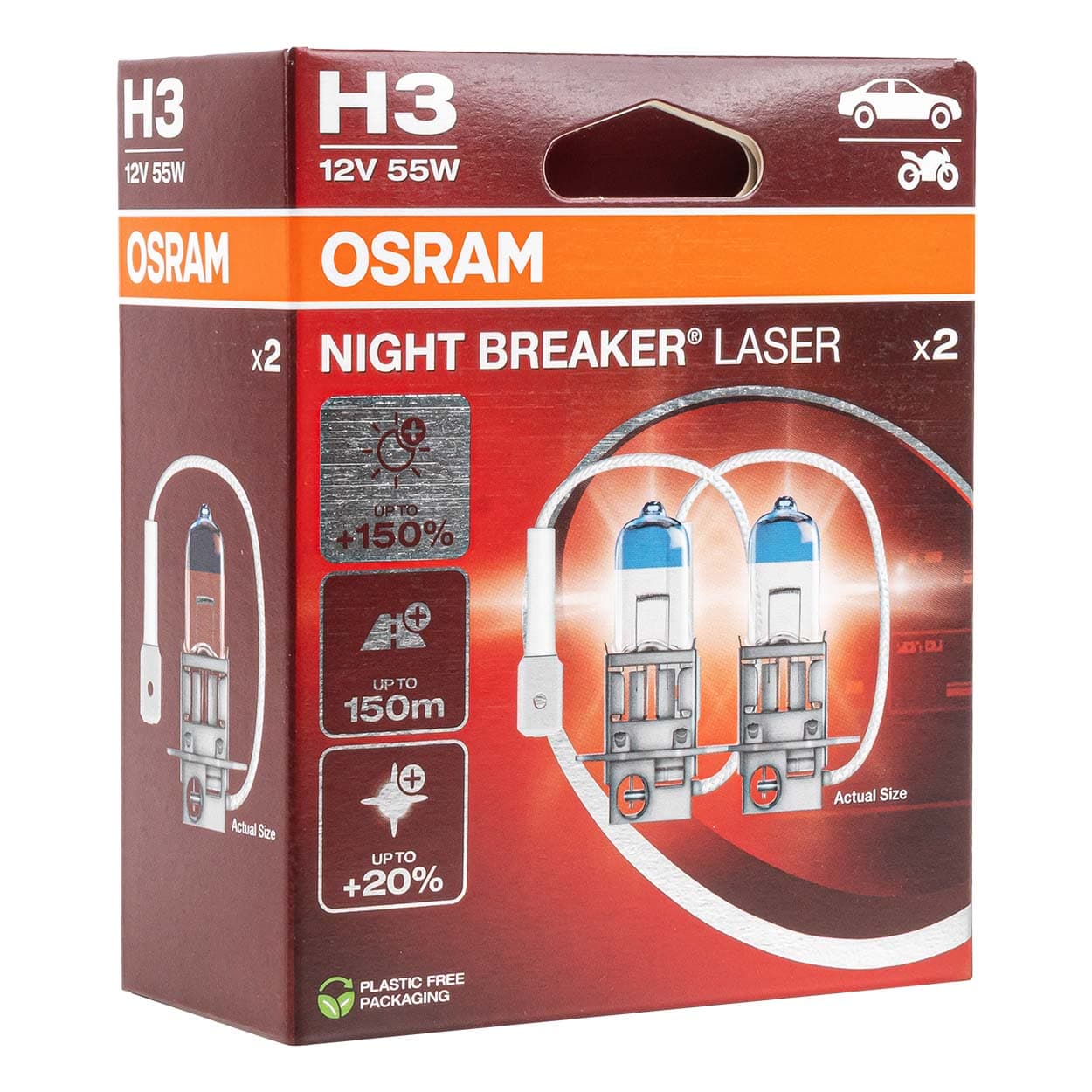 Osram H3 Night Breaker Laser +150% avtomobilska žarnica (2 kosa)