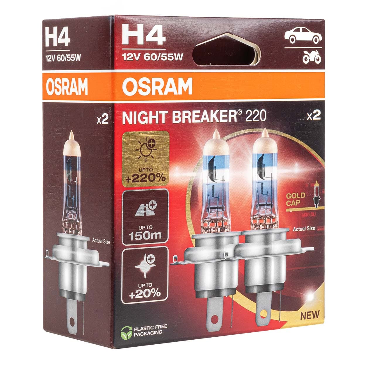 Halogenske žarnice OSRAM H4 Night Breaker +220%, 12V, 2 kosa