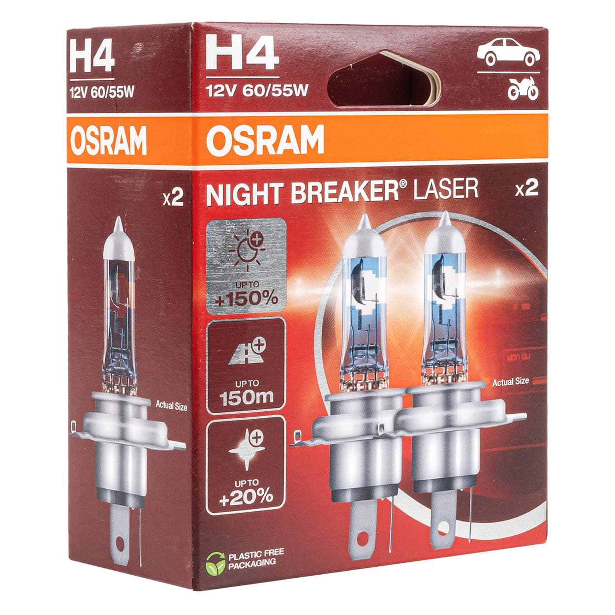 Osram H4 Night Breaker Laser +150% avtomobilska žarnica (2 kosa)