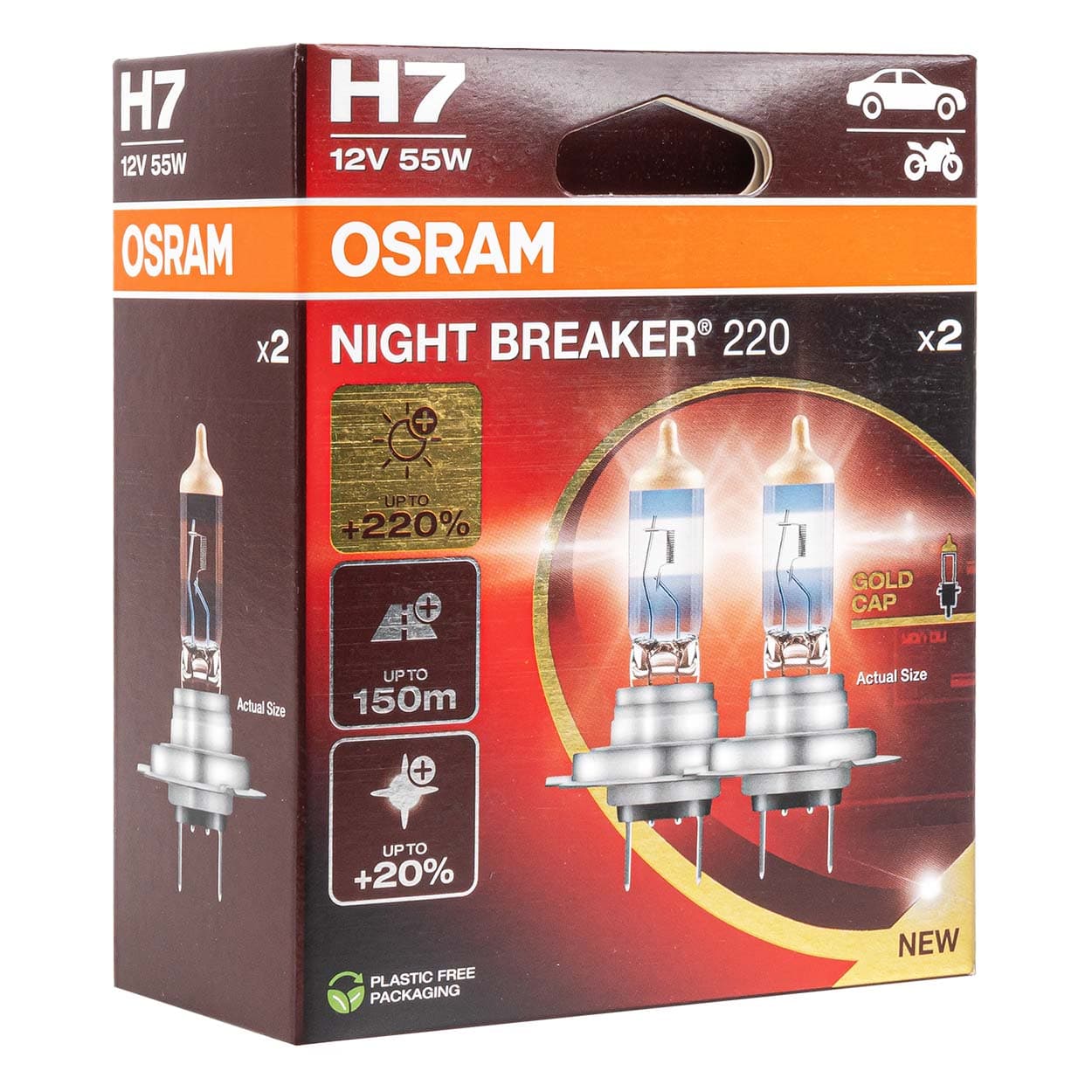 Halogenske žarnice OSRAM H7 Night Breaker +220%, 12V, 2 kosa