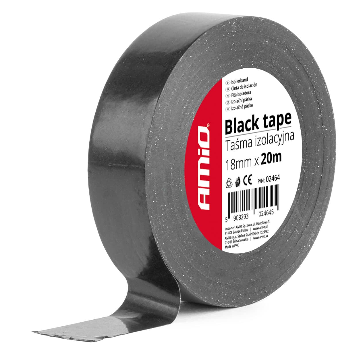 AMiO izolirni trak, črna PVC, 18mm x 20m