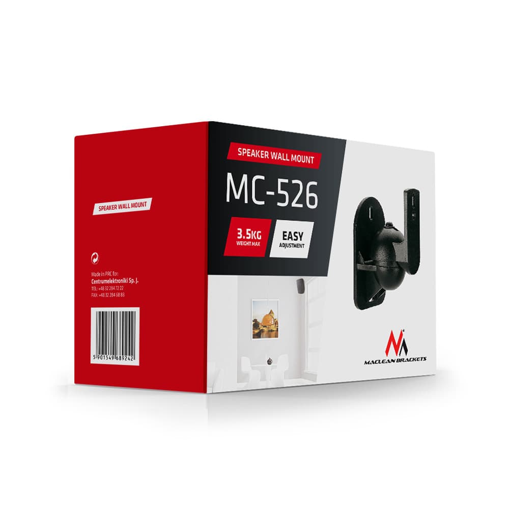 Stenski nosilec za zvočnike Maclean, komplet 2 kos, nosilnost 3,5kg/kos, MC-526 5