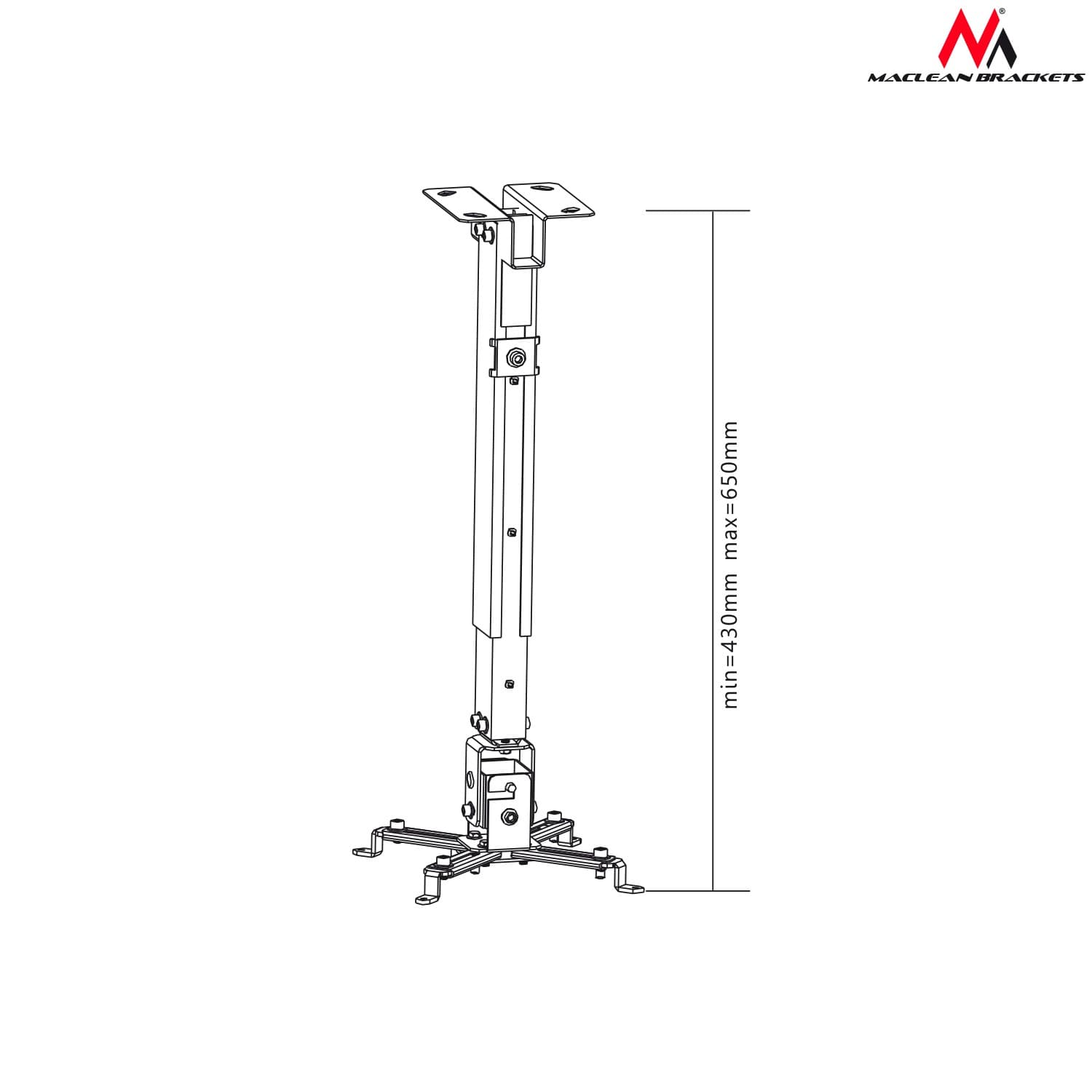 Maclean MC-581: Stropni nosilec za projektor (43-65cm, 20kg) 3