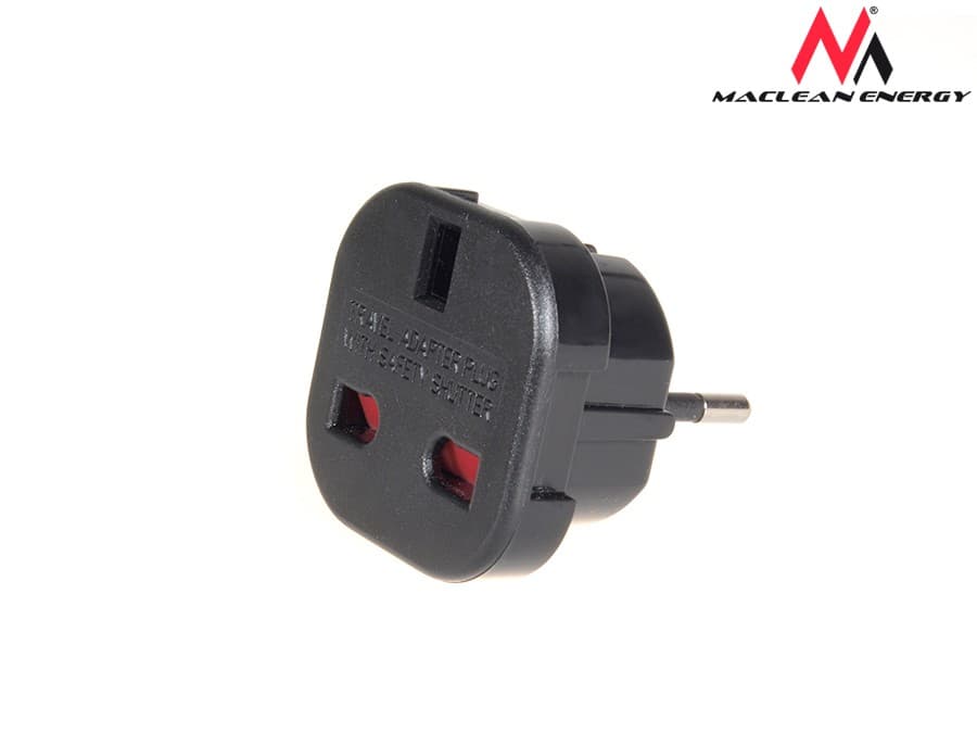 Adapter Maclean MCE72: Vtičnica UK na vtič EU - Črna 4