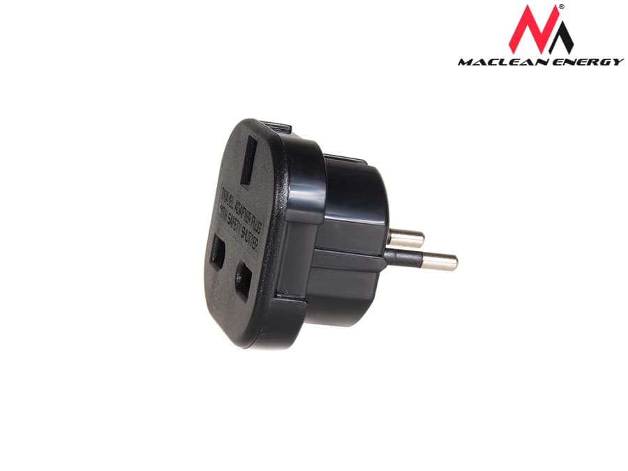 Adapter Maclean MCE72: Vtičnica UK na vtič EU - Črna 5