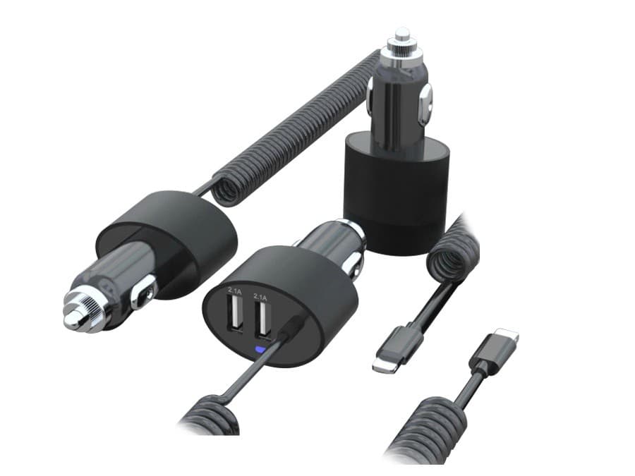 Maclean MCE76 37545 Avtopolnilnik 2xUSB 5.2A, spiralni Lightning kabel 1.8m
