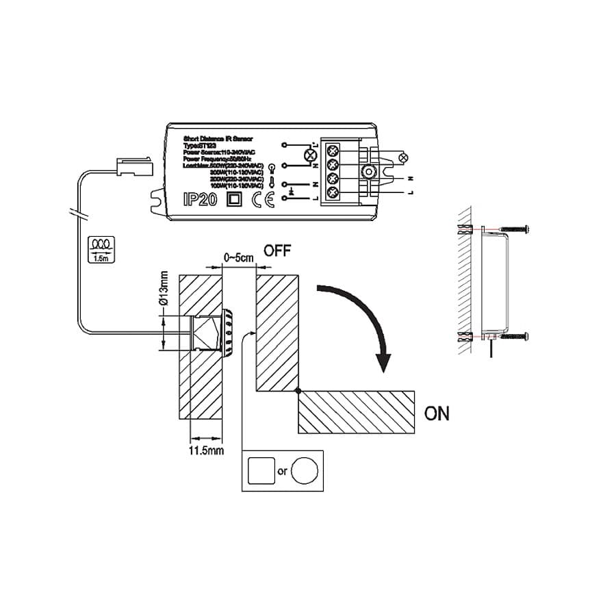 PIR senzor Maclean za vrata, on/off, do 500W 7