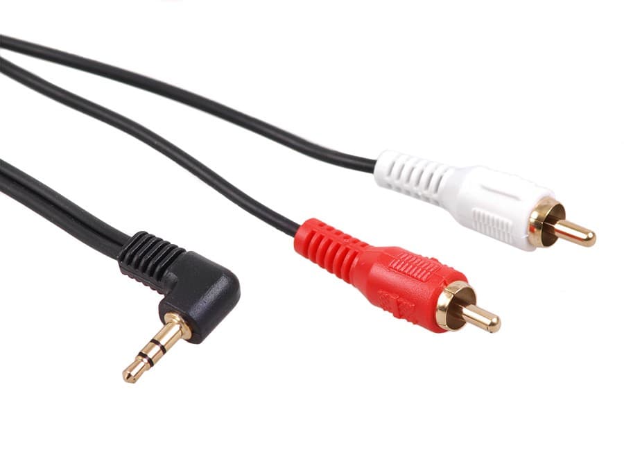 Kabel Maclean, Mini jack 3,5mm, kotni, 2RCA, 1m, črn