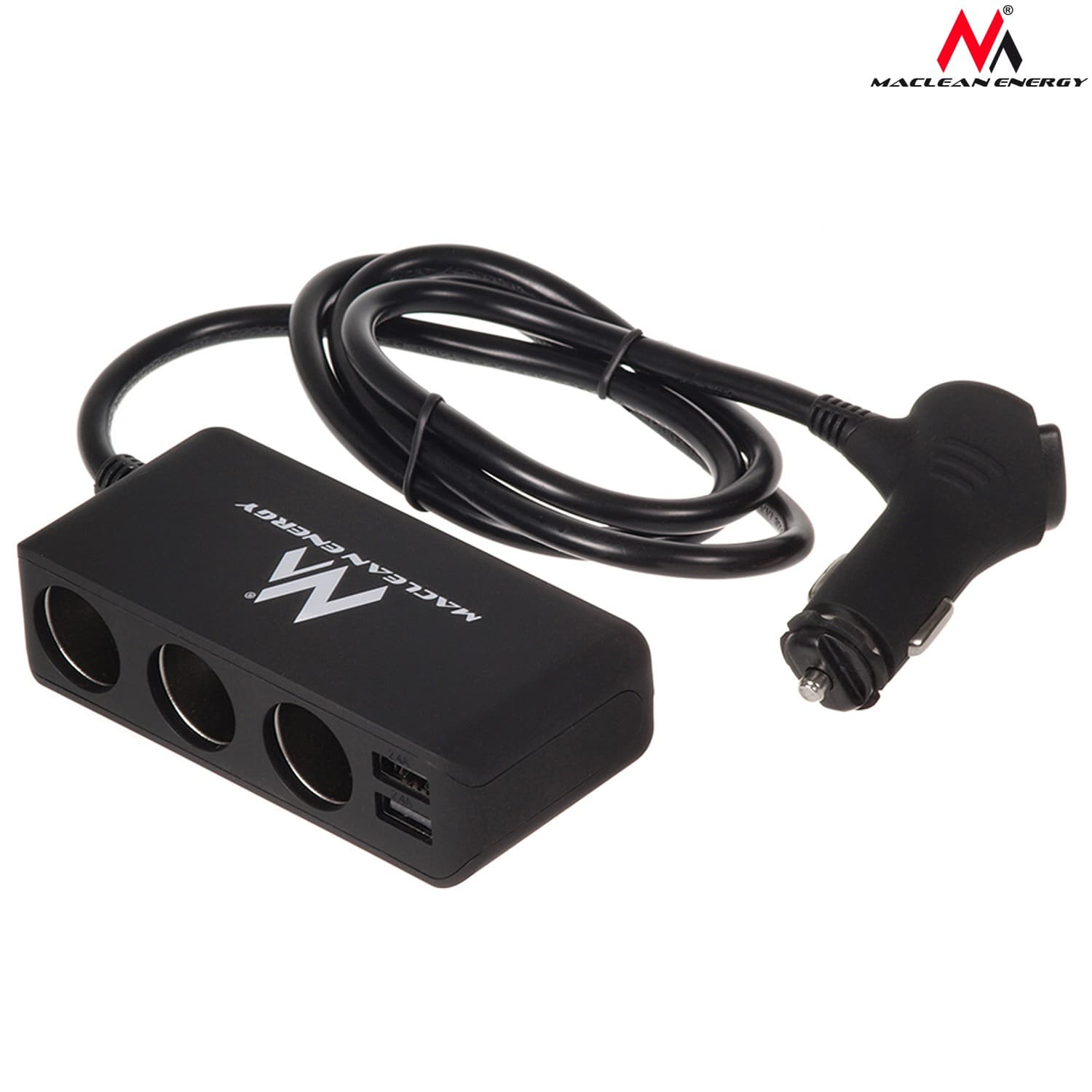 Razdelilnik vtičnice avtomobilskega vžigalnika Maclean, 3 vtičnice, 4x USB, z volmetrom 5
