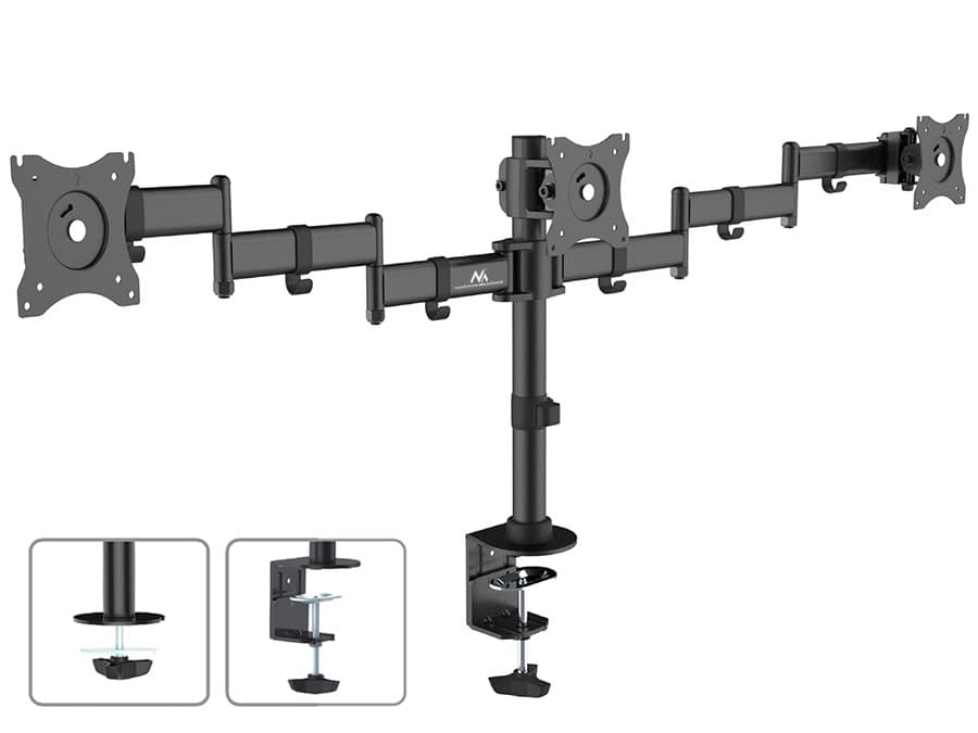 Stojalo za 3 monitorje Maclean, dvojni nosilec, 13"-27", 8kg