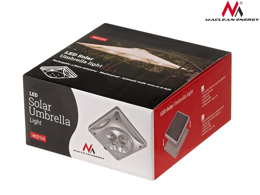 Solarna LED svetilka Maclean za senčnik, MCE124 6