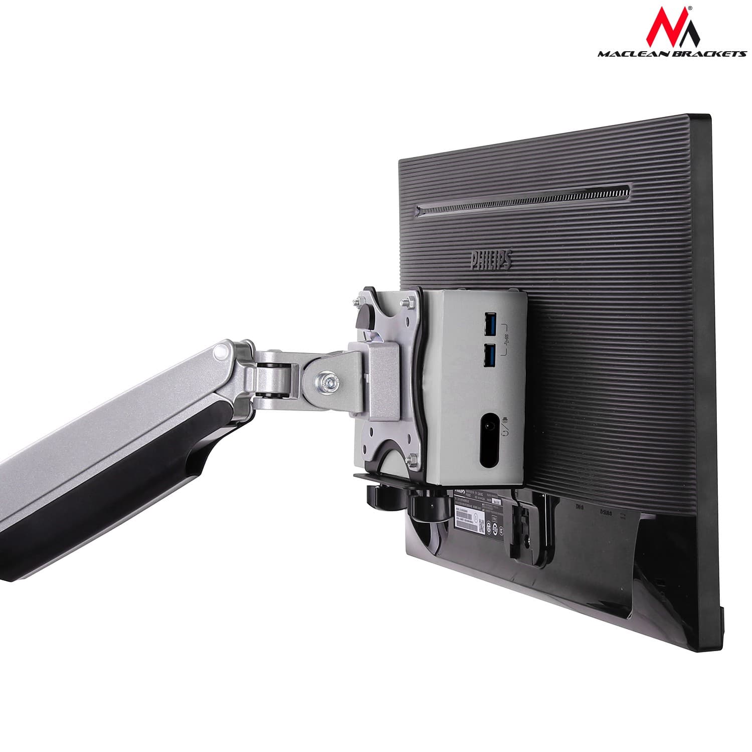 Maclean MC-720 adapter za mini računalnik (NUC/Mac mini), pod mizni ali VESA nosilec, do 5kg, črn 6