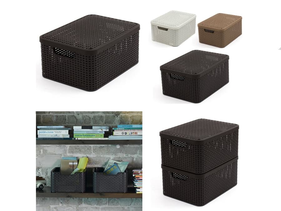 Košara s pokrovom Curver Rattan Style L, temno rjava 3
