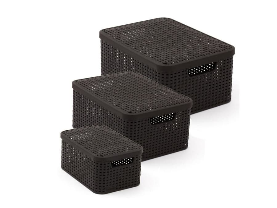 Košara s pokrovom Curver Rattan Style L, temno rjava 4
