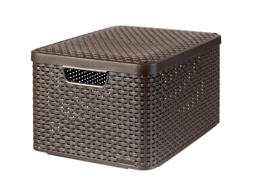 Košara s pokrovom Curver Rattan Style L, temno rjava