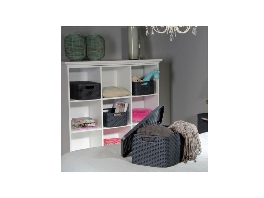 Košara s pokrovom Curver Rattan Style L, siva 3