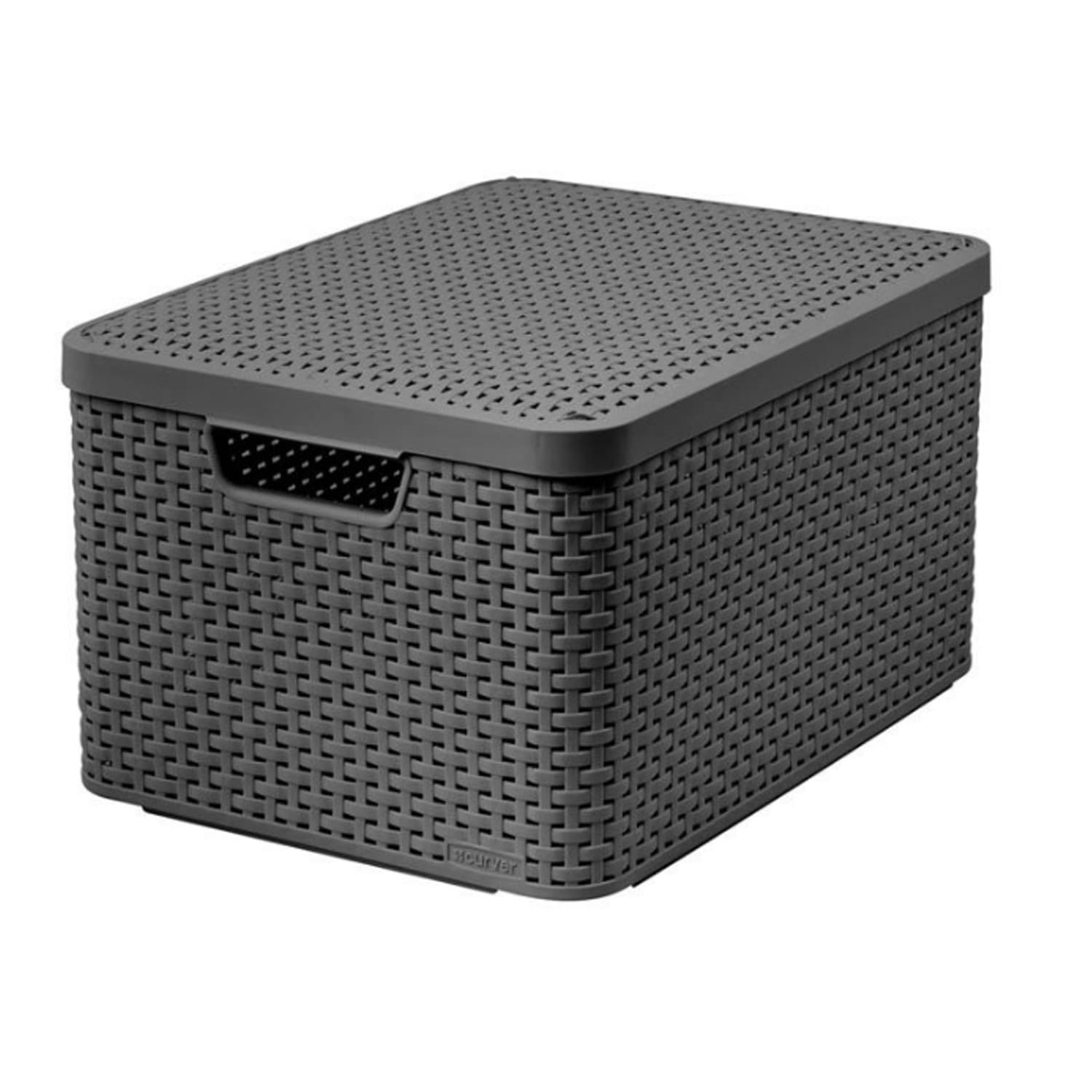 Košara s pokrovom Curver Rattan Style L, siva