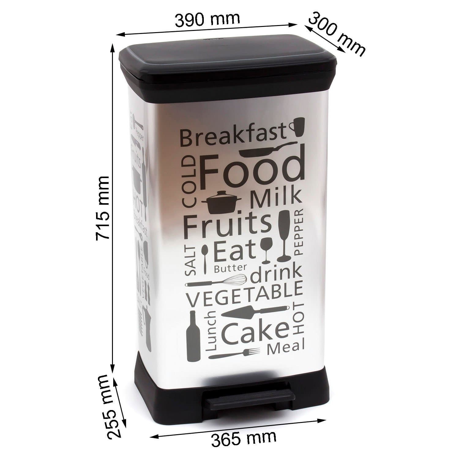 Kosilnica Curver Kitchen, kovinska, s pedalom, 50L, srebrna 7