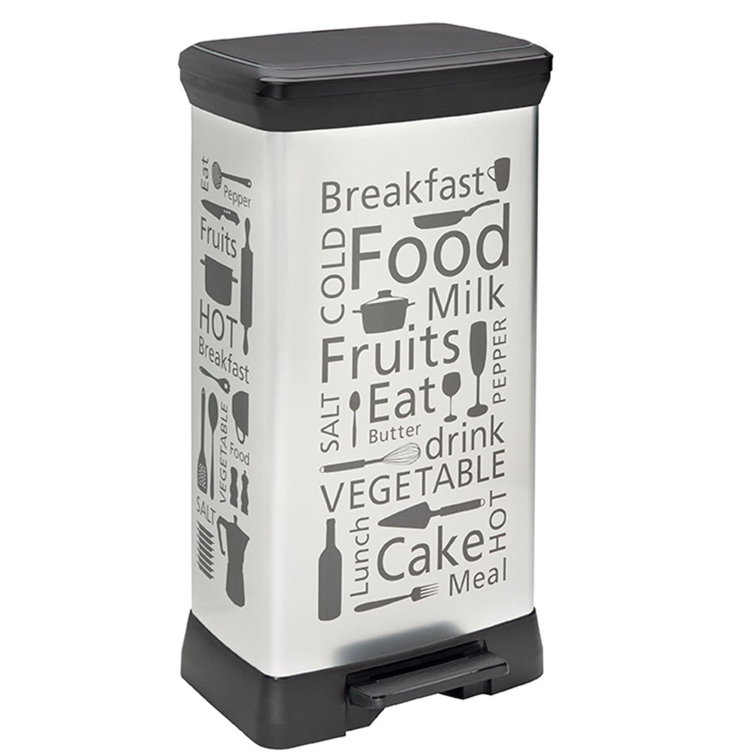 Kosilnica Curver Kitchen, kovinska, s pedalom, 50L, srebrna