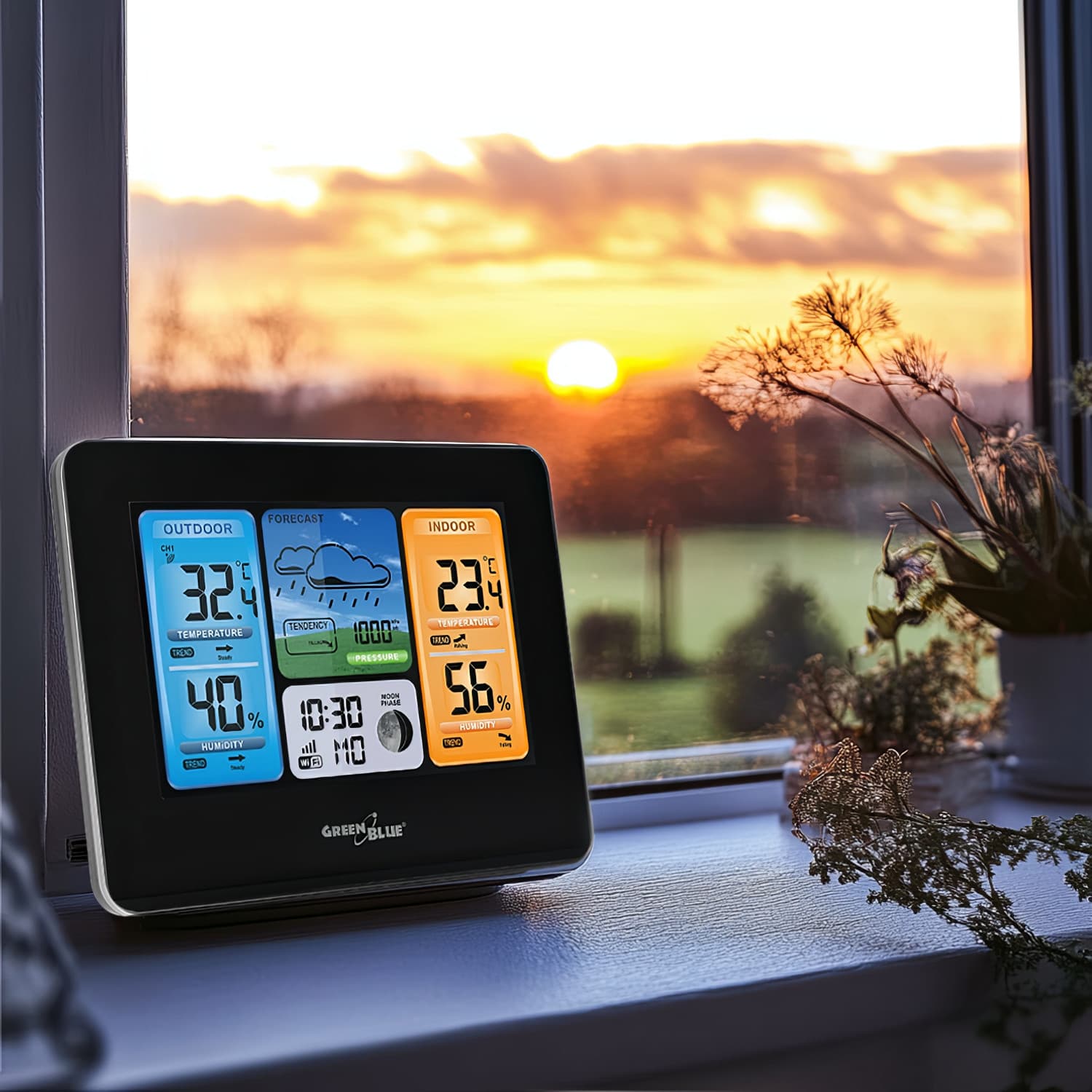 Brezžična meteorološka postaja GreenBlue GB522, WiFi, barvni zaslon 8