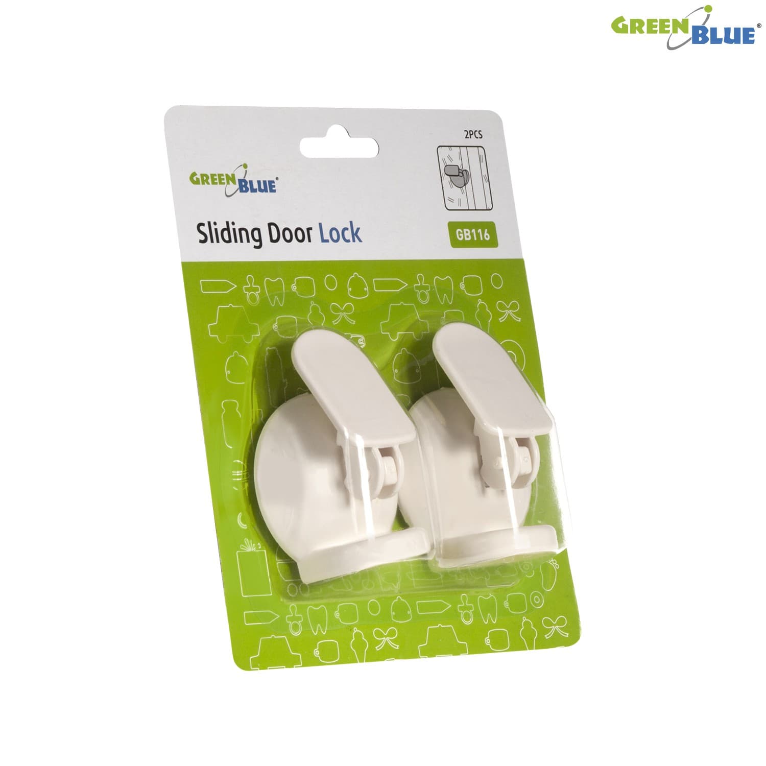 Blokada za drsna vrata GreenBlue GB116 (2 kosa), bela 3