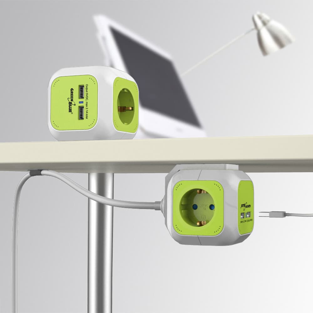 Napajalni razdelilec GreenBlue GB118G, 4xSchuko, 2xUSB, 1,4m 2