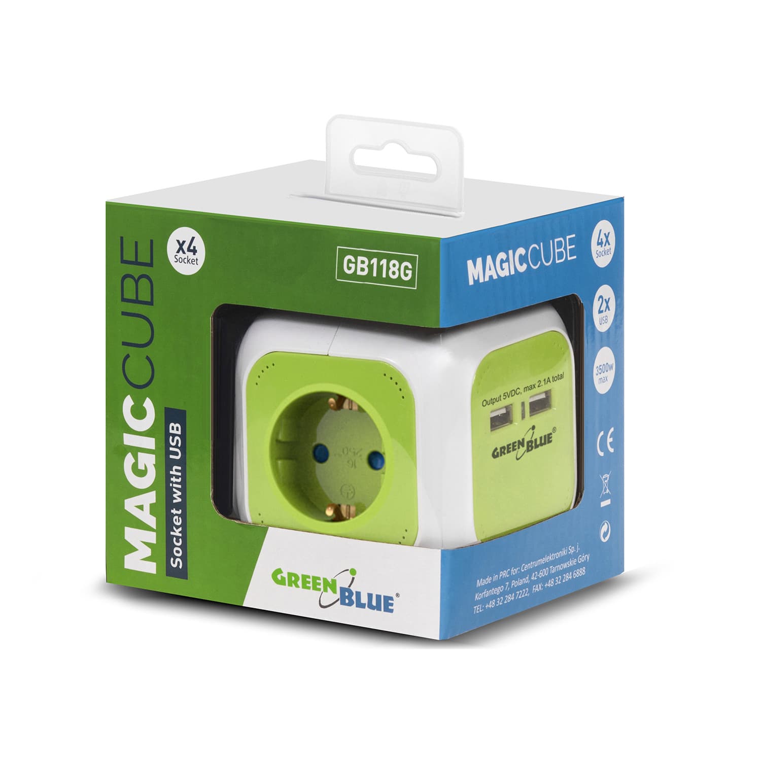 Napajalni razdelilec GreenBlue GB118G, 4xSchuko, 2xUSB, 1,4m 4