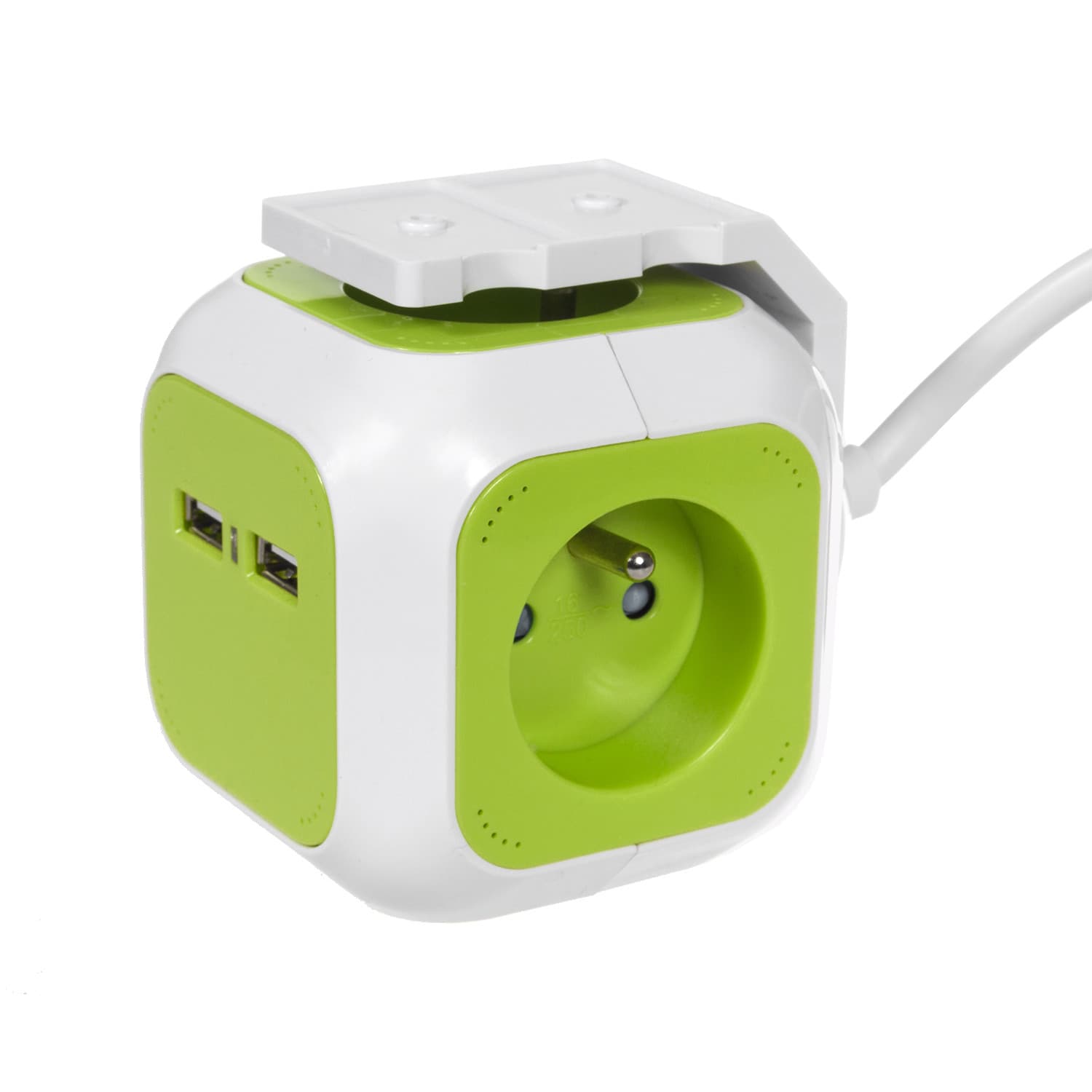 GreenBlue GB118 MagicCube raztegljiva vtičnica, 4xAC, 2xUSB (2.1A), 1.4m kabel 5