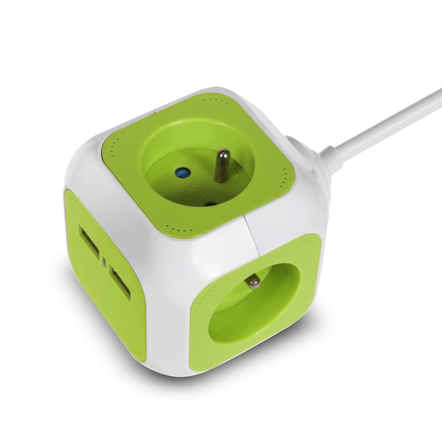 GreenBlue GB118 MagicCube raztegljiva vtičnica, 4xAC, 2xUSB (2.1A), 1.4m kabel 6