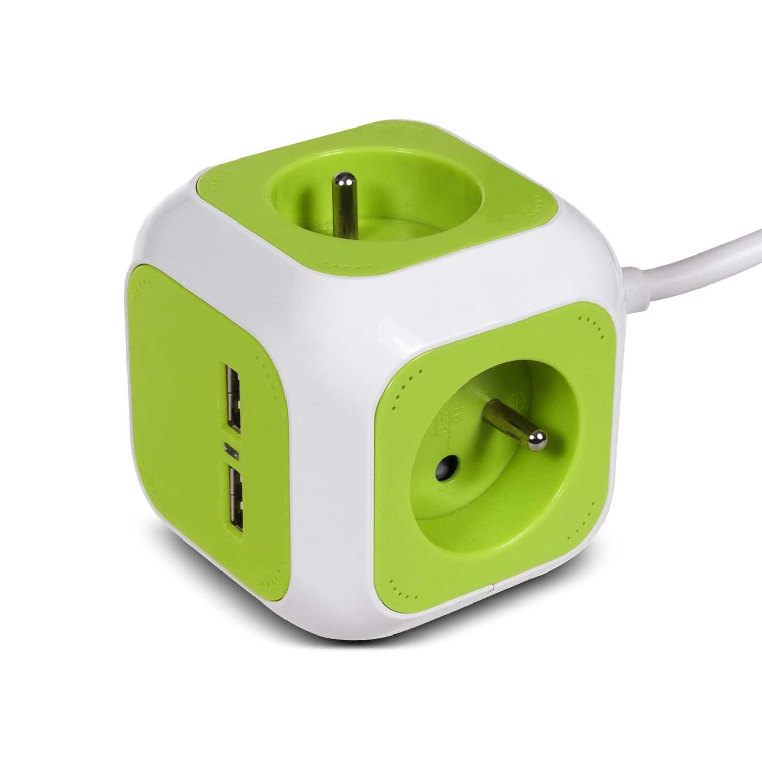 GreenBlue GB118 MagicCube raztegljiva vtičnica, 4xAC, 2xUSB (2.1A), 1.4m kabel