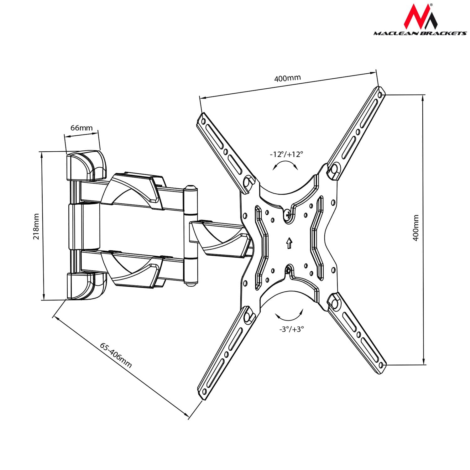 Maclean MC-743 - Stenski nosilec za TV/monitor 13-50", 30kg 4