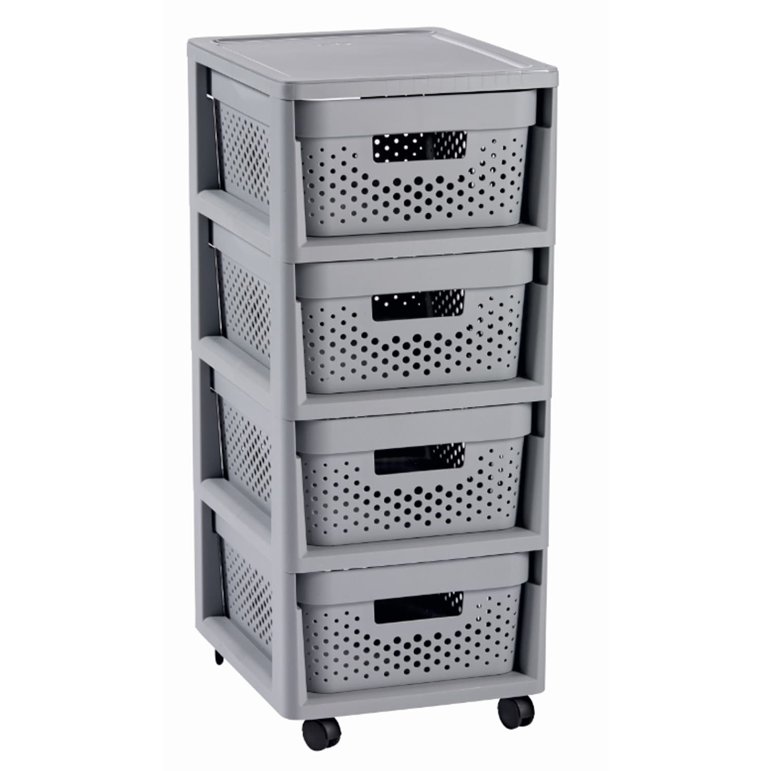 Curver Infinity rešetkasti regal s 4 predali, 11L, siv