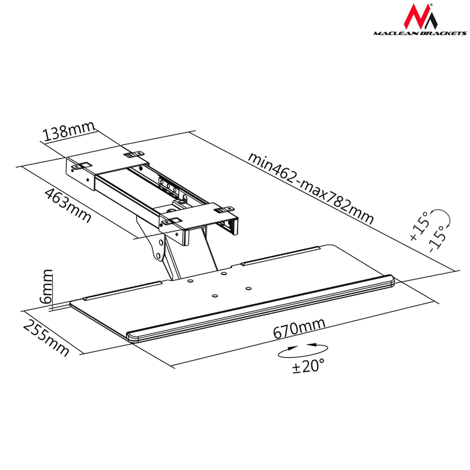 Nosilec za tipkovnico Maclean, max 2 kg, MC-757 2