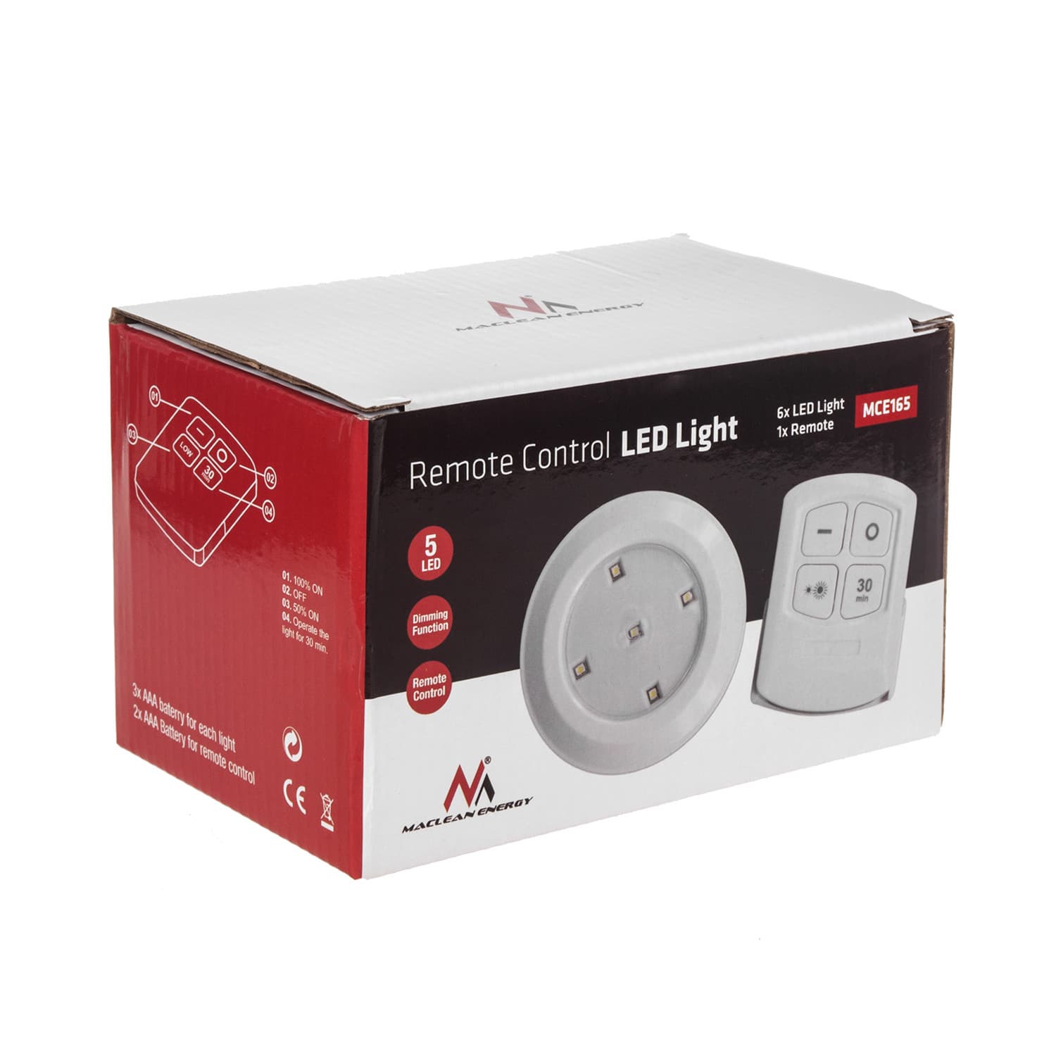 Maclean MCE165 LED svetilka, 6 kos, s pilotom, na baterije 6