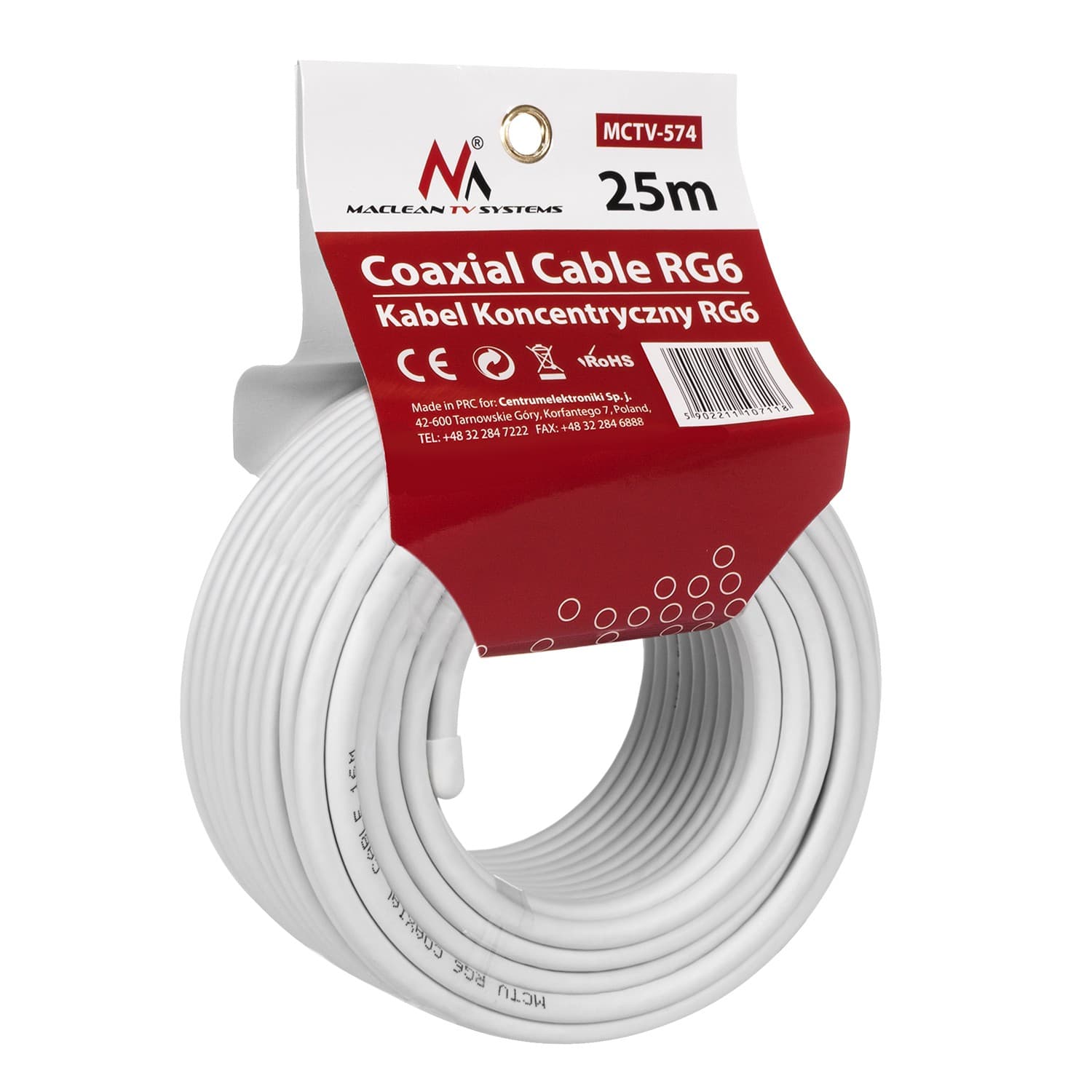 Maclean MCTV-574 antenski/satelitski koaksialni kabel RG6, 1.0CCS, 25M