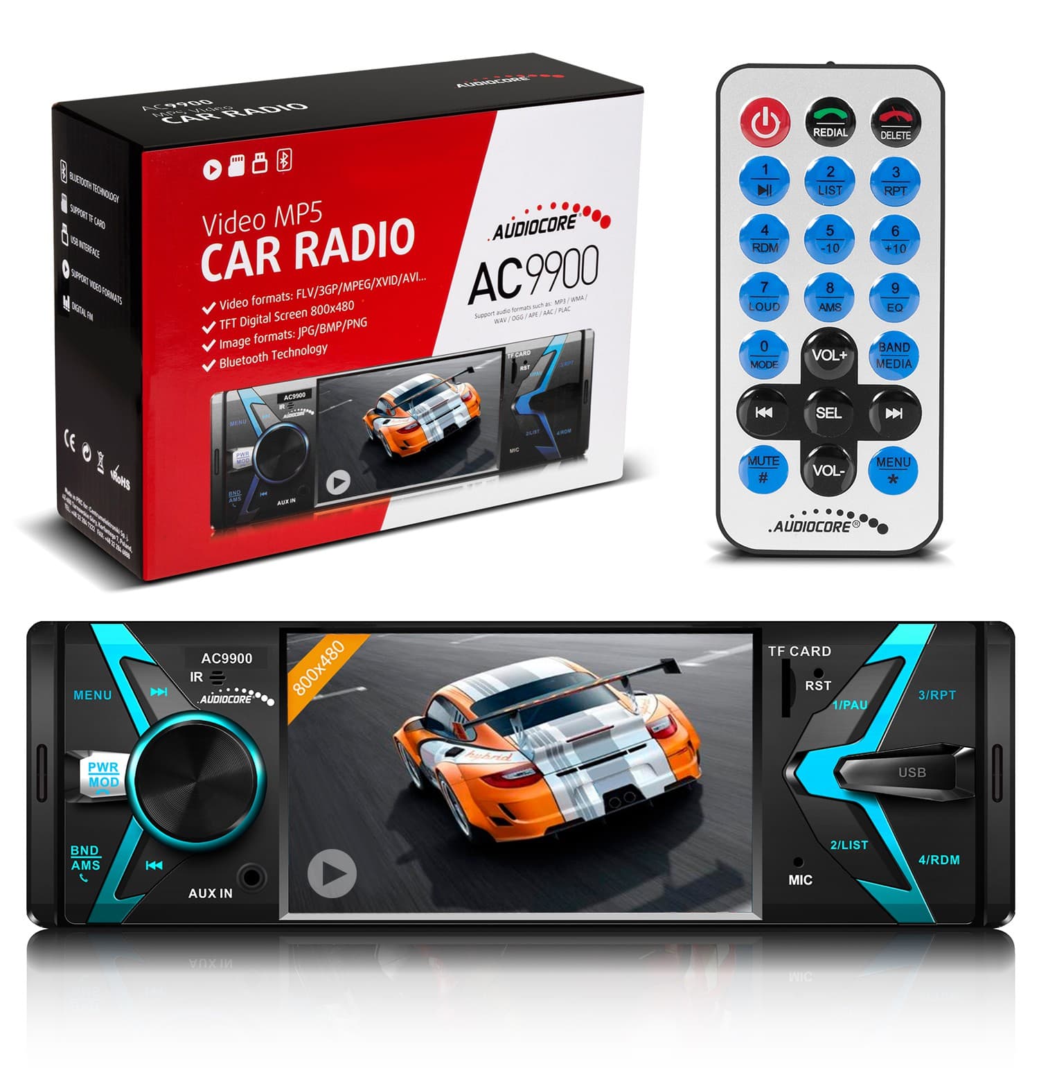 Avtoradio Audiocore AC9900 MP5, Bluetooth, prostoročno telefoniranje + daljinski upravljalnik 3