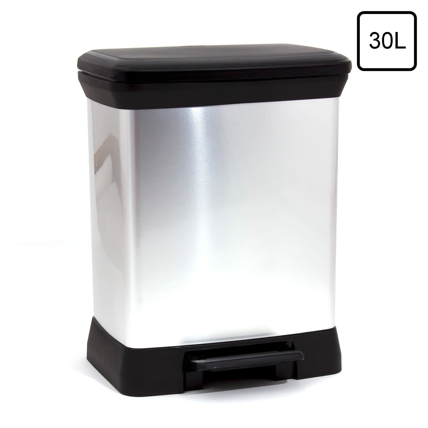 Kosil na pedala Curver Deco Bin 30L, srebrno-črn 4