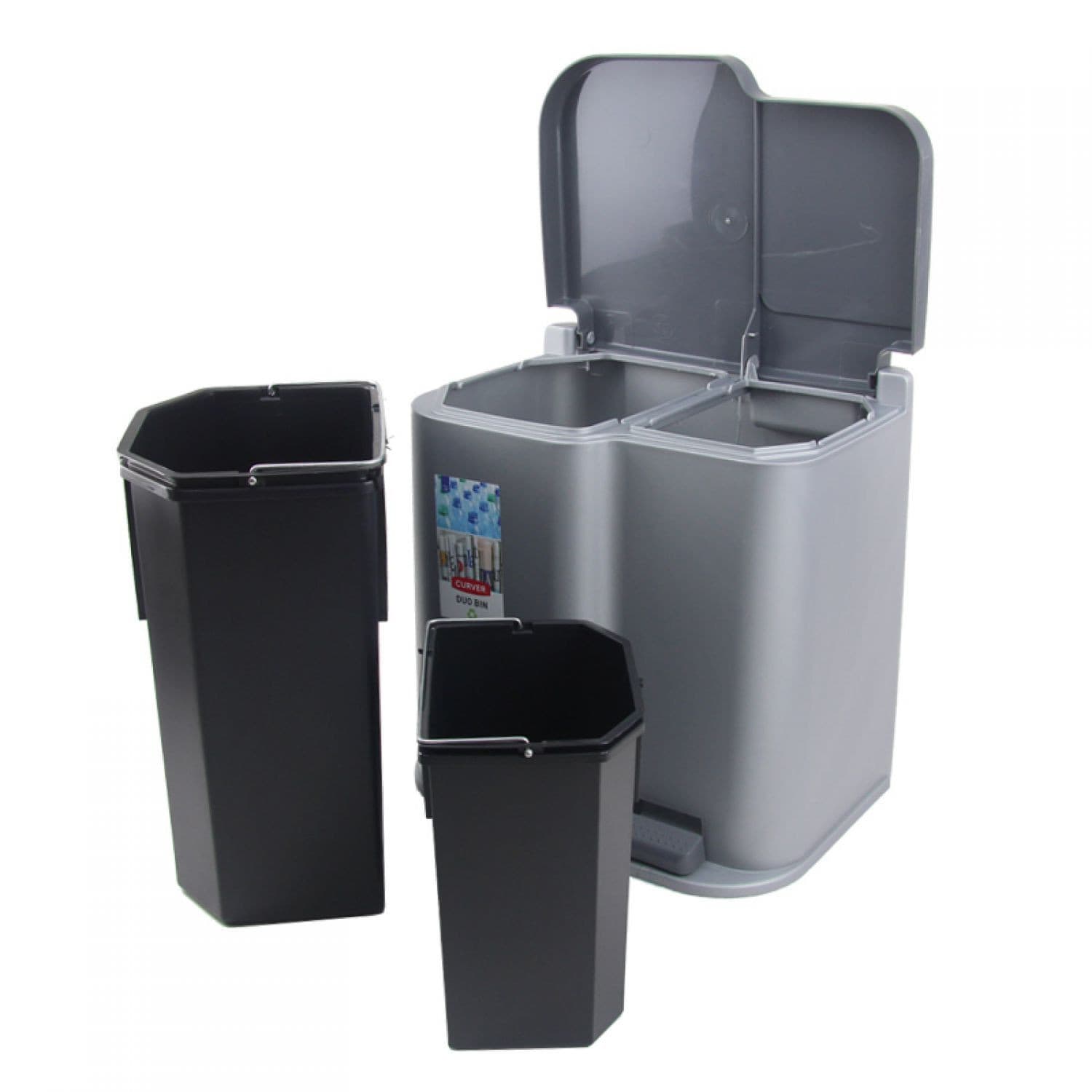 Kosilnik za ločevanje odpadkov Curver Duo Pedalbin, 21L, siv 3