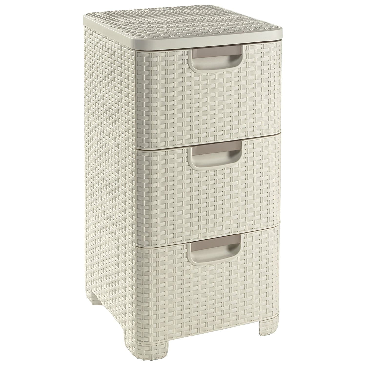 Regal s 3 predali Curver Style, kremne barve