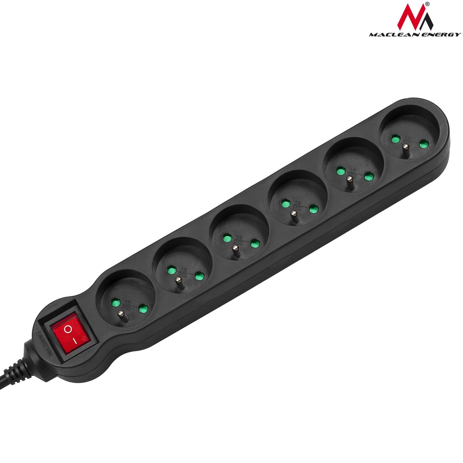 Maclean MCE187 napajalni kabel, 6 vtičnic, stikalo, 3m 4