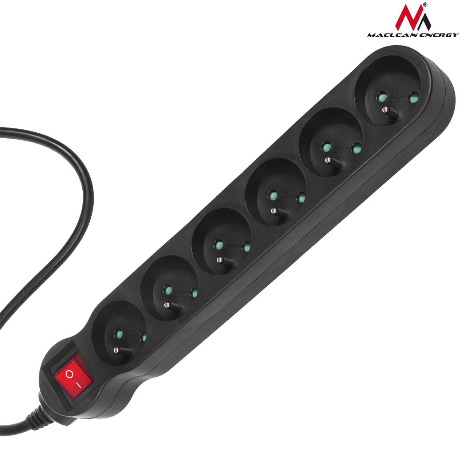 Maclean MCE188 napajalni kabel, 6 vtičnic, stikalo, 5m 2