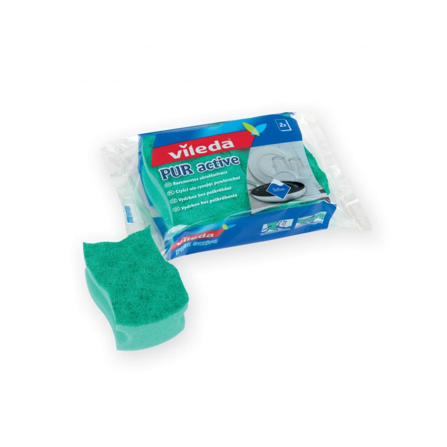 Čistilna gobica Vileda Pur Active za posodo, 2 kosa