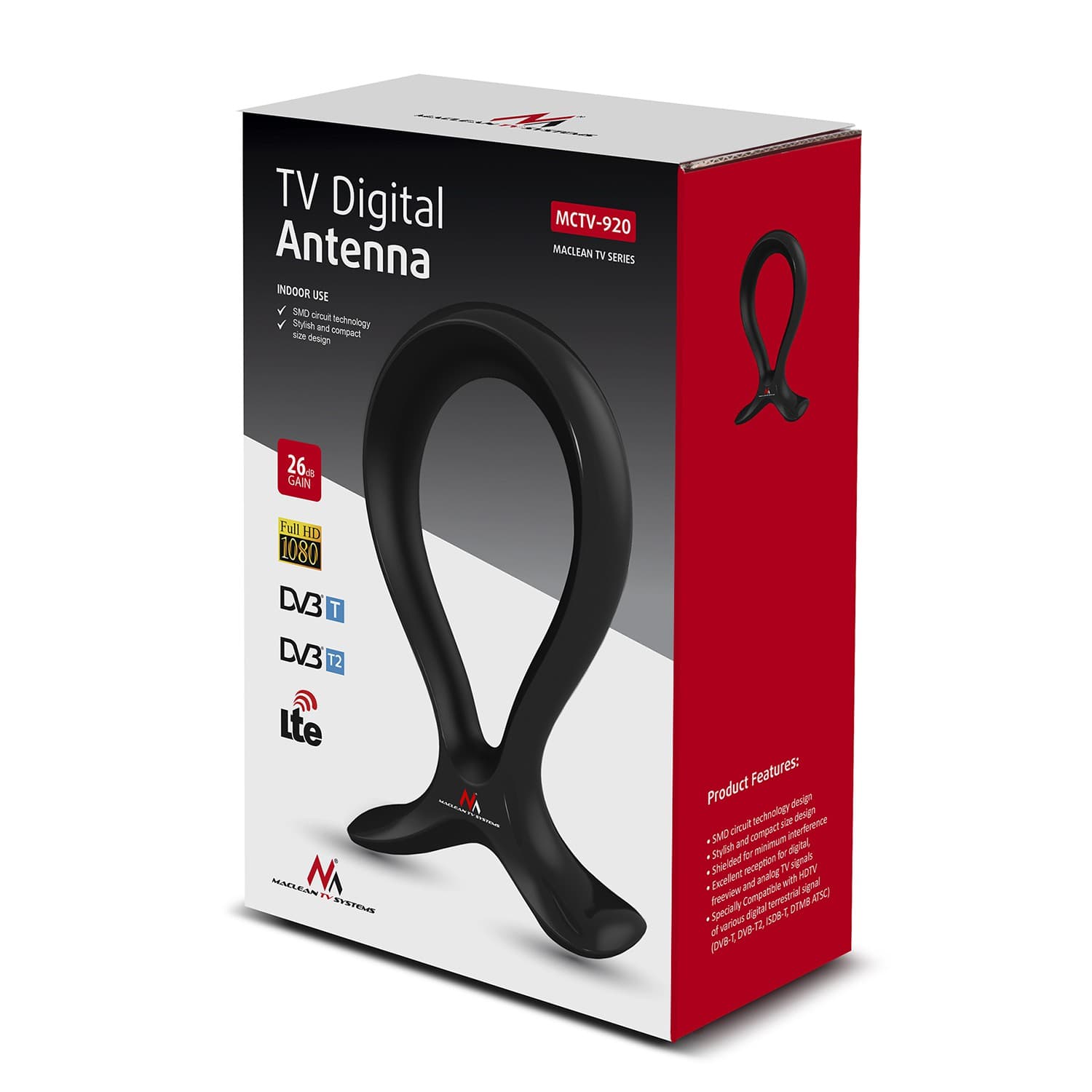Notranja TV antena Maclean MCTV-920 DVB-T/T2 HEVC, LTE filter 2