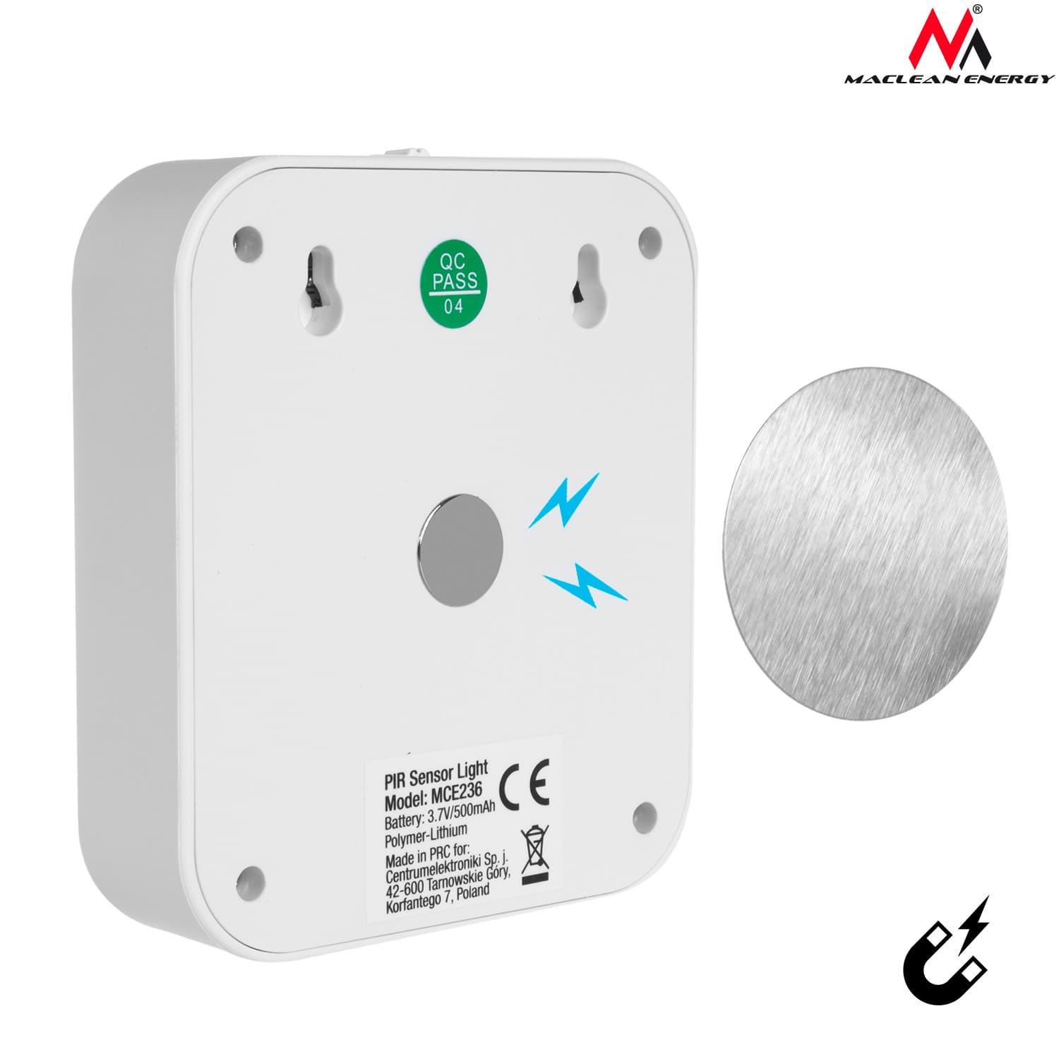 LED stenska svetilka Maclean MCE236 s senzorjem gibanja, 4 LED 4