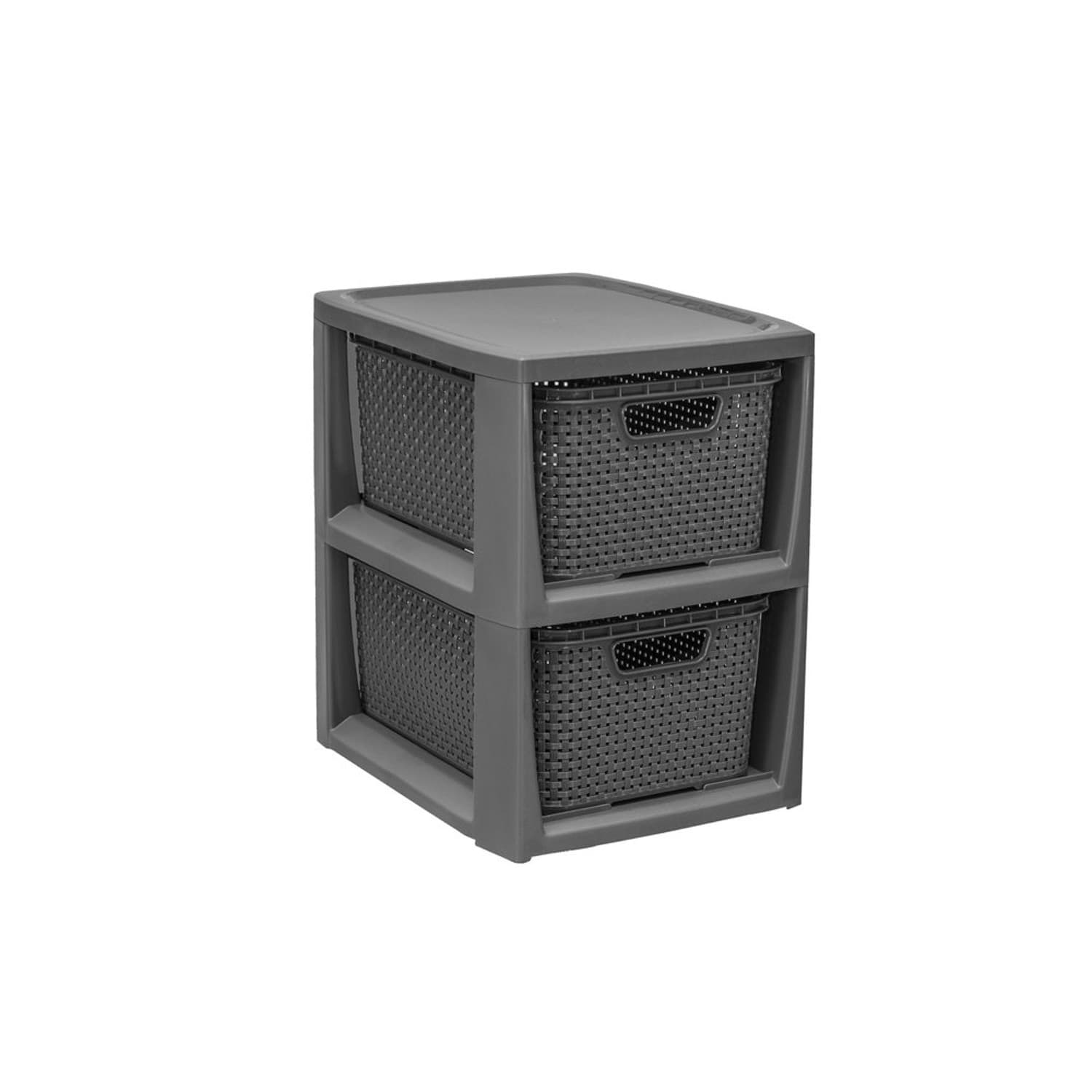 BranQ Rattan regal z 2 košarama, antracit