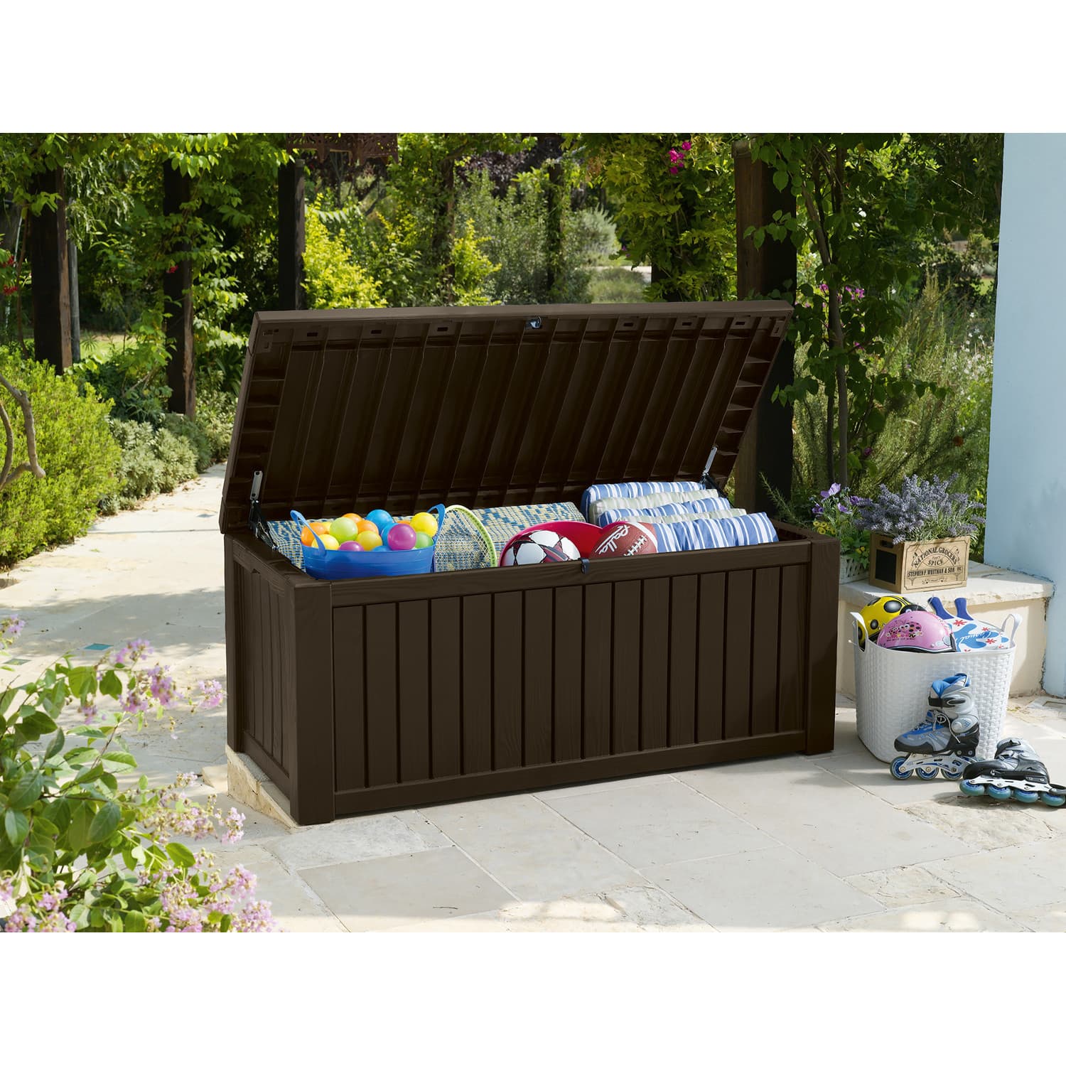 Keter Rockwood 570L - vrtna shranjevalna klop, rjava 7